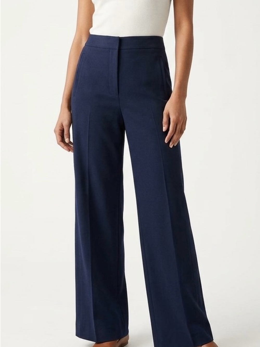 Ann Taylor Atlantic Navy The Grace Straight Pant 8 Quiet Luxury Modern Prep